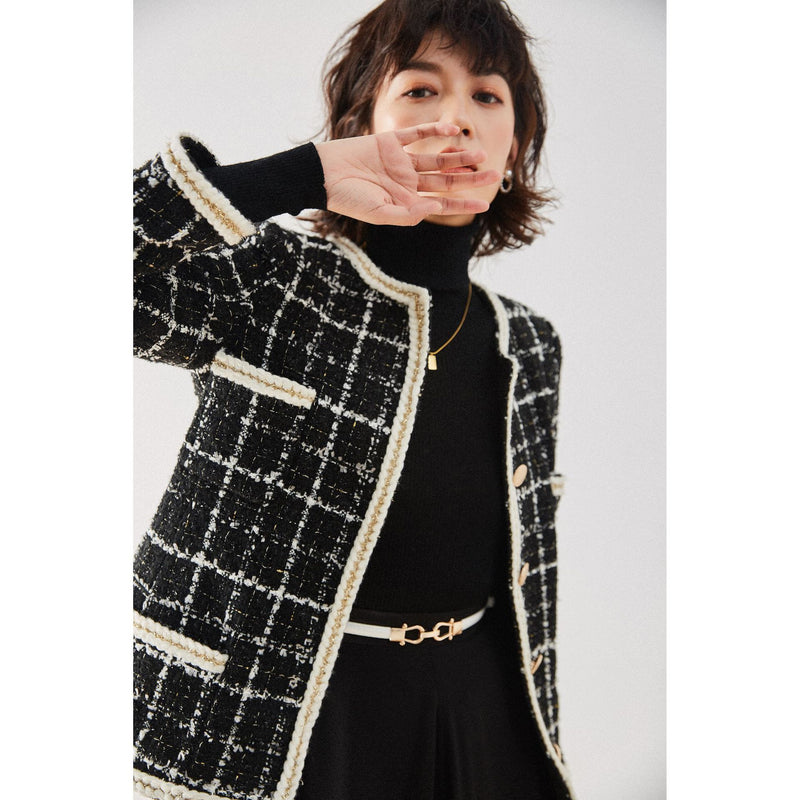 Gloria Vanderbilt round Neck Lace Woven Plaid