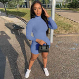 Spring Knitted Thread High Waist Tight Long Sleeve Jumpsuit