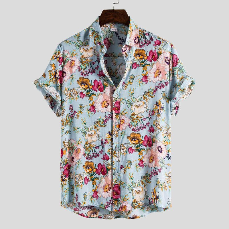 Camp Collar Shirt Floral Short Sleeve Lapel