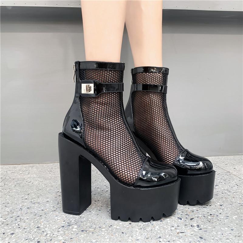 Platform Heels for Women Summer Sexy and Breathable Chunky Heel Sandal Boots