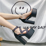 Platform Heels for Women Summer Sexy Sequined Sandals Thick Bottom Chunky Heel Sandals