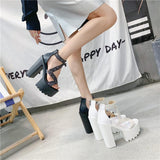 Platform Heels for Women Summer Sexy Sequined Sandals Thick Bottom Chunky Heel Sandals