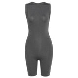 Summer Women's Zipper Slim Fit Hip Lifting Sport One-Piece Shorts