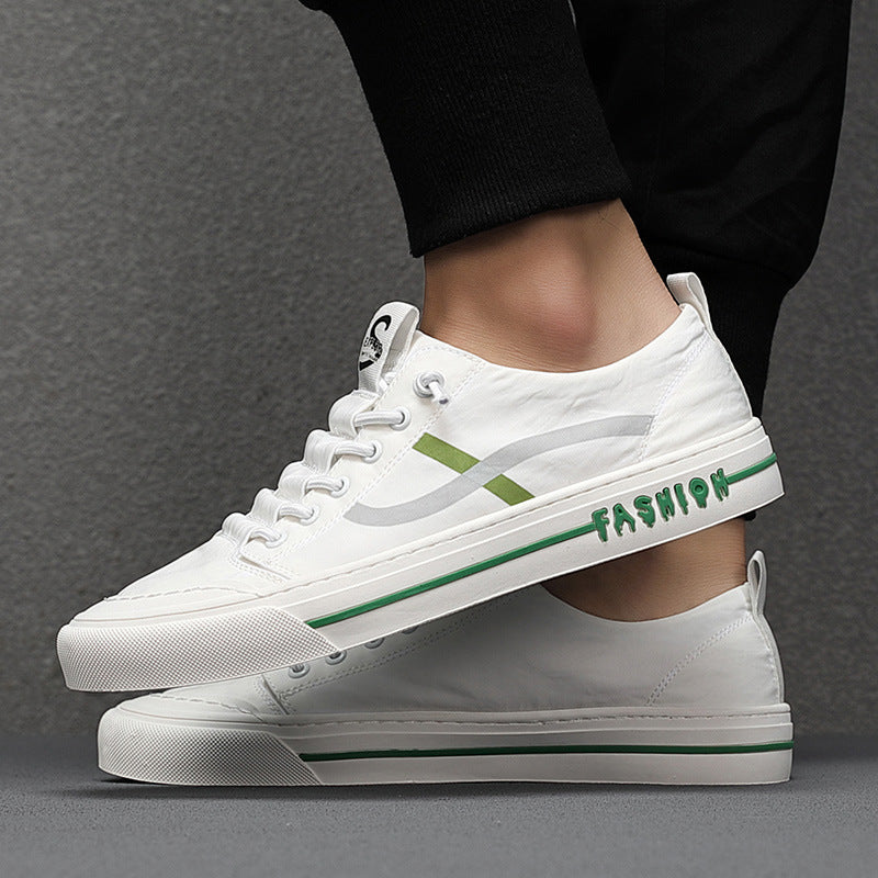 Flat Shoes Men's Summer Breathable Trendy Low-Top White Shoes Men's Versatile Casual Sports Shoes