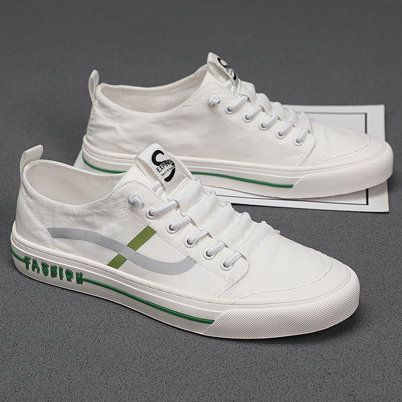 Flat Shoes Men's Summer Breathable Trendy Low-Top White Shoes Men's Versatile Casual Sports Shoes