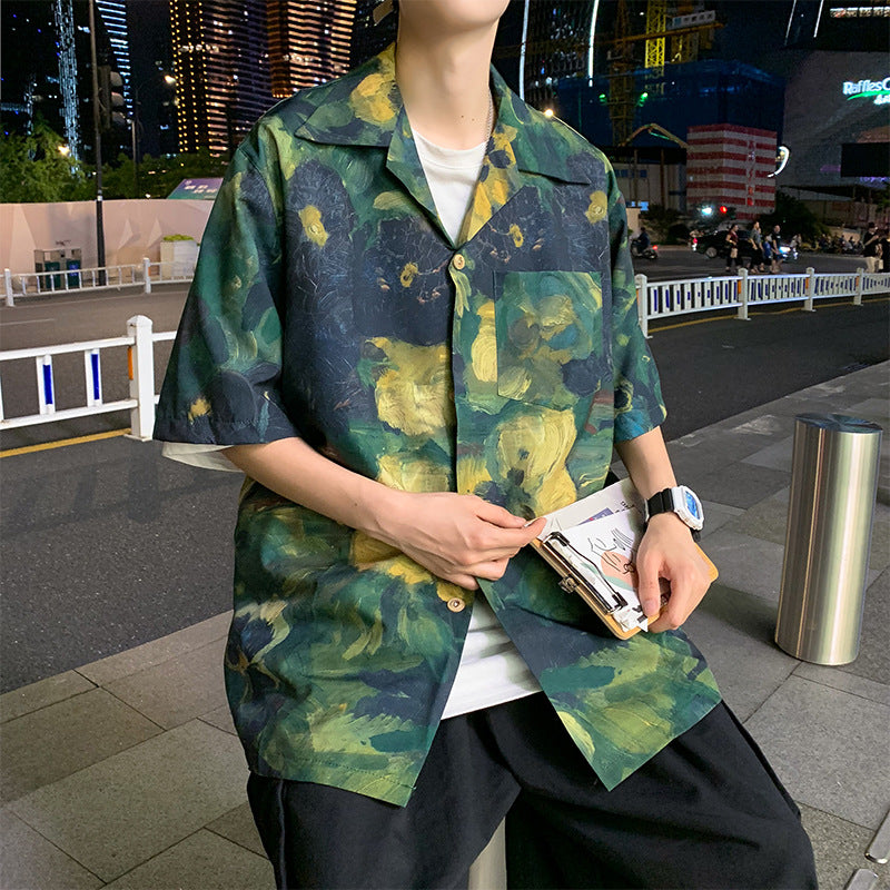 Men Shirts Painting Full Printing Loose