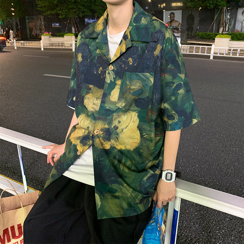 Men Shirts Painting Full Printing Loose