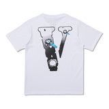 Pop Smoke Vlone Hawk Em T Shirt War Fire Bullet Hole Couple Wear Loose