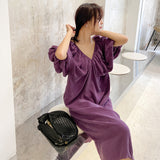 MIDI Mauve Cocktail Dress Loose Dress Spring Temperament Long Dress Women