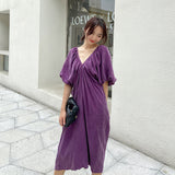 MIDI Mauve Cocktail Dress Loose Dress Spring Temperament Long Dress Women