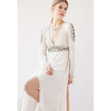 Beth Dutton Bohemian Dress Winter Autumn Maxi Dresses Embroidered Split Dress