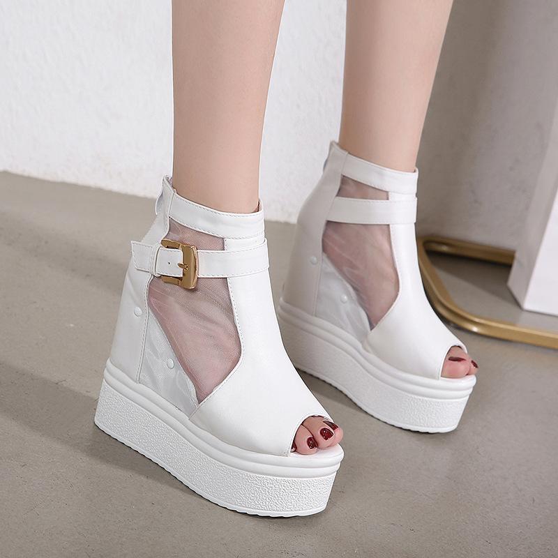 Platform Heels for Women Summer Hollow-out Muffin Sandals