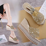 Platform Heels for Women Summer Fashion High Heel Flip-Flops Beach Shoes Seaside Slippers