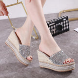 Platform Heels for Women Summer Fashion High Heel Flip-Flops Beach Shoes Seaside Slippers