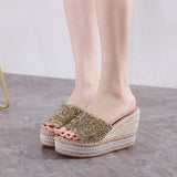 Platform Heels for Women Summer Fashion High Heel Flip-Flops Beach Shoes Seaside Slippers