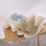 Platform Heels for Women Summer Fashion High Heel Flip-Flops Beach Shoes Seaside Slippers