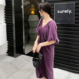 MIDI Mauve Cocktail Dress Loose Dress Spring Temperament Long Dress Women