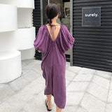 MIDI Mauve Cocktail Dress Loose Dress Spring Temperament Long Dress Women