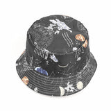 Bucket Hat Fishing Cap Cotton Print Fisherman Hat Summer Sun-Proof Basin Hat Men and Women Graffiti Hat
