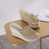 Platform Heels for Women Summer Fashion High Heel Flip-Flops Beach Shoes Seaside Slippers