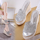 Platform Heels for Women Summer Fashion High Heel Flip-Flops Beach Shoes Seaside Slippers