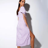 Kendall Jenner Wedding Guest Dress Backless Slit Long Dress Sexy Square-Neck Lace-up Short Sleeve Four-Sided Elastic Floral