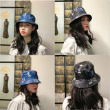Bucket Hat Fishing Cap Cotton Print Fisherman Hat Summer Sun-Proof Basin Hat Men and Women Graffiti Hat