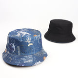 Bucket Hat Fishing Cap Cotton Print Fisherman Hat Summer Sun-Proof Basin Hat Men and Women Graffiti Hat