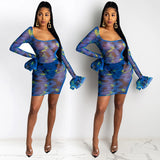 Kendall Jenner Wedding Guest Dress Mesh Digital Printing plus Size Tight Sexy