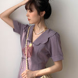 MIDI Mauve Wrap Dress Vintage Purple Girl Chiffon Waist Dress Summer