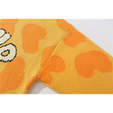 Men Sweater Cartoon Giraffe Brocade Sweater Men Loose Crew Neck Top