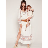 Beth Dutton Bohemian Dress Winter Autumn Maxi Dresses Embroidered Light Transparent Elastic Waist Dress
