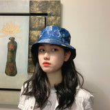 Bucket Hat Fishing Cap Cotton Print Fisherman Hat Summer Sun-Proof Basin Hat Men and Women Graffiti Hat