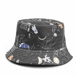 Bucket Hat Fishing Cap Cotton Print Fisherman Hat Summer Sun-Proof Basin Hat Men and Women Graffiti Hat