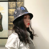 Bucket Hat Fishing Cap Cotton Print Fisherman Hat Summer Sun-Proof Basin Hat Men and Women Graffiti Hat