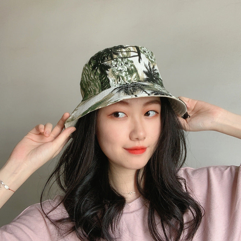 Bucket Hat Fishing Cap Cotton Print Fisherman Hat Printed Flowers Bucket Hat Baby Boy and Girl Summer