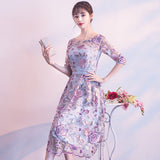 Mauve Dress Bridesmaid Women's Autumn Rose Dress Bridesmaid Dress Banquet Evening Dress