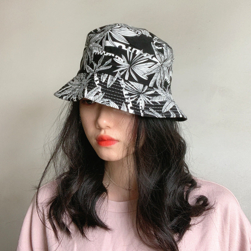 Bucket Hat Fishing Cap Cotton Print Fisherman Hat Fu Hat Female Summer Outdoor Leisure Sun Hat