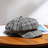 Vintage Check Bucket Hat Plaid Beret