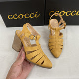 White Strappy Heels Summer New Sandals Chunky Heel Roman High Heel Women's Sandals