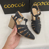 White Strappy Heels Summer New Sandals Chunky Heel Roman High Heel Women's Sandals