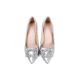 Red Bottom Heels Pointed-Toe Low Heel Shallow Mouth Transparent Women's Mesh Shoes Flat High Heel