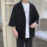 Men Shirts Short Sleeve Shirt 3/4 Sleeve Loose