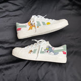 Flat Shoes Cat and Mouse Canvas Shoes Men's Cartoon Cartoon Graffiti Low-Top Sneakers Men's Shoes Trendy Shoes White Shoes Men