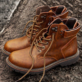Men's Boots Work Boot Men Casual Hiking Boots Winter Fleece-Lined High-Top Short Bootie Vintage Tooling Martin Men's Boots