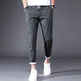Cuffed Cargo Pants Summer Cropped Pants Men's Casual Pants Loose Thin
