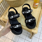 Women Open Toe Sandals Flats Spring/Summer Velcro Platform Mid Heel Open Toe Casual Sandals
