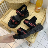 Women Open Toe Sandals Flats Spring/Summer Velcro Platform Mid Heel Open Toe Casual Sandals