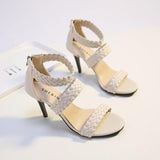 High Heels Slides Summer Large Size Stiletto Heel Woven Fashion Sandals