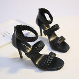 High Heels Slides Summer Large Size Stiletto Heel Woven Fashion Sandals